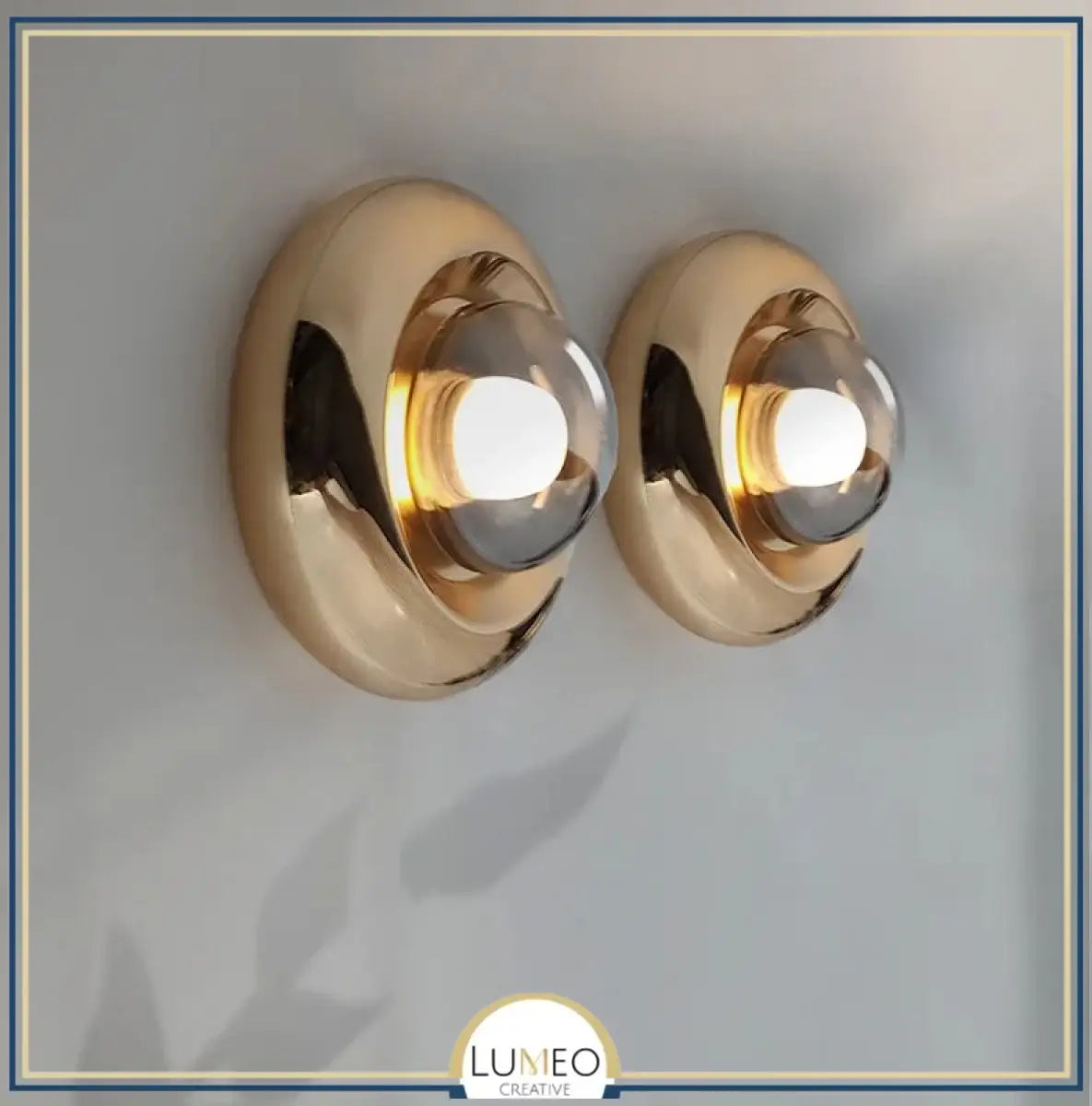 Applique murale dorée ou crème design sphérique | Luminaire mural art déco