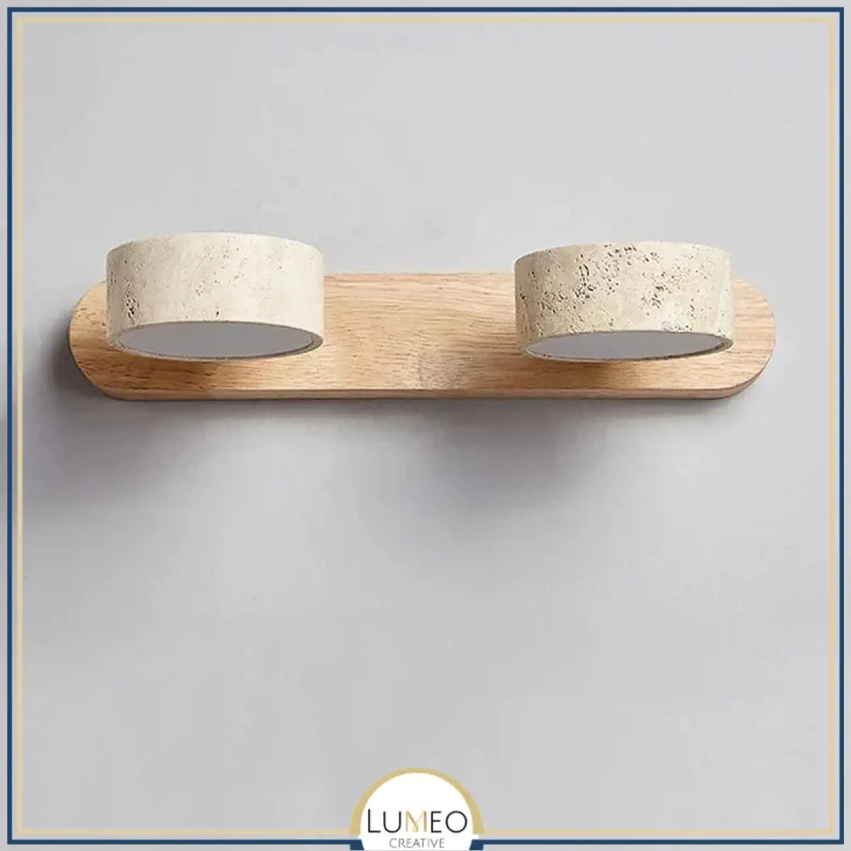Applique murale double spot pierre & bois | Éclairage mural scandinave