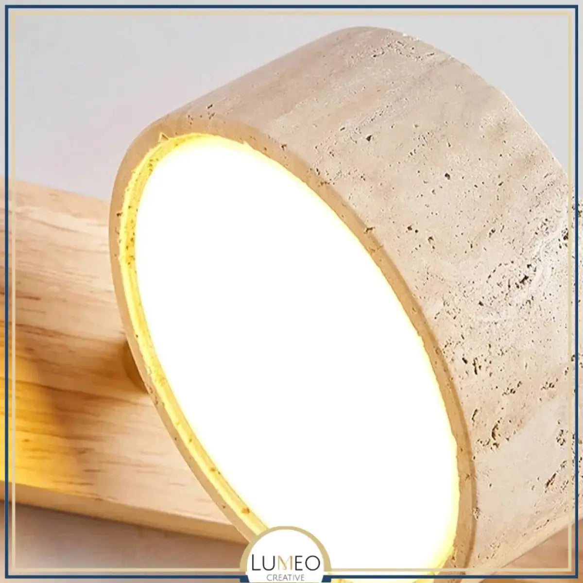 Applique murale double spot pierre & bois | Éclairage mural scandinave