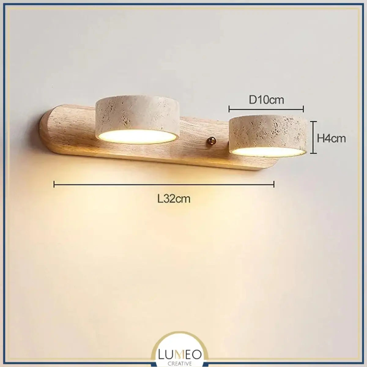 Applique murale double spot pierre & bois | Éclairage mural scandinave Marron clair