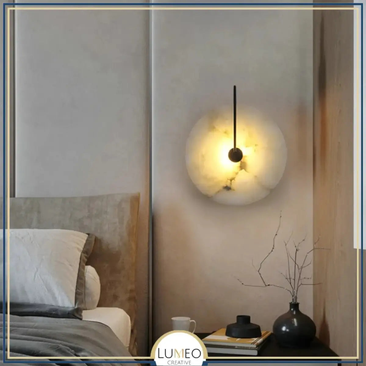 Applique murale en marbre naturel | Minimalisme sculptural & lumière indirecte