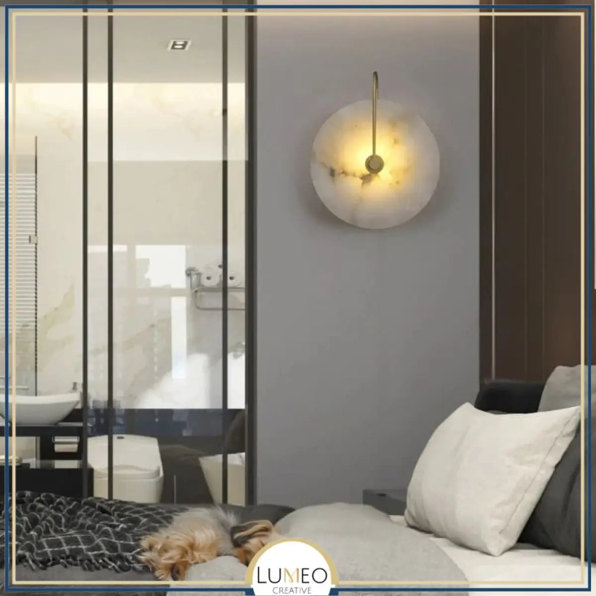 Applique murale en marbre naturel | Minimalisme sculptural & lumière indirecte