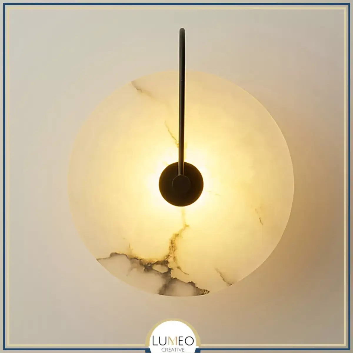 Applique murale en marbre naturel | Minimalisme sculptural & lumière indirecte A | Noir / 25cm / Blanc chaud