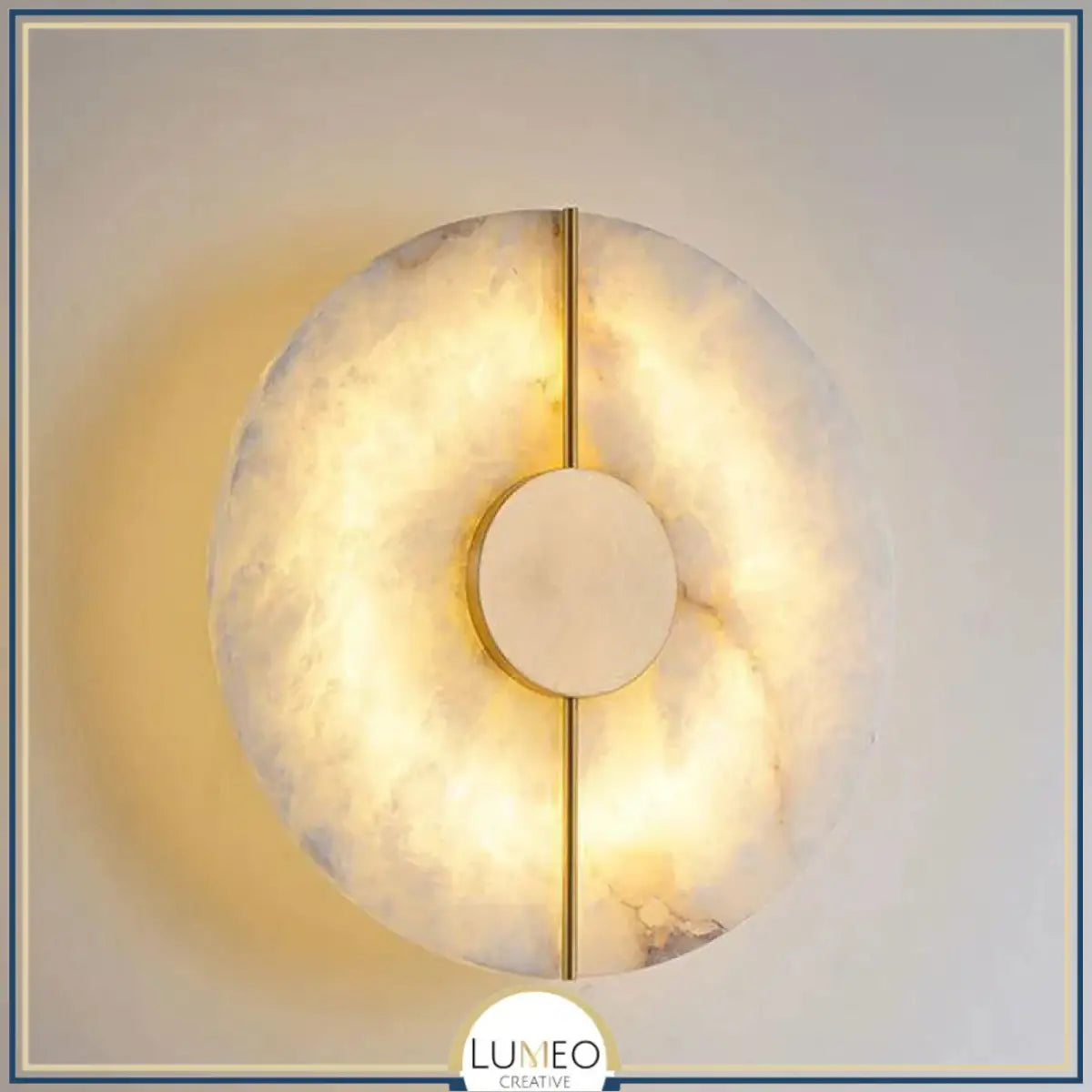 Applique murale en marbre naturel | Minimalisme sculptural & lumière indirecte B | Or / 20cm / Blanc chaud