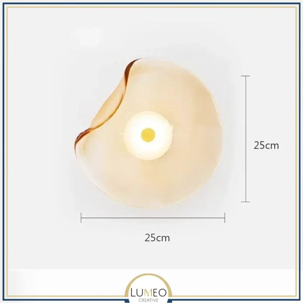 Applique murale en verre artistique | Luminaire décoratif au design organique et lumineux Ambre / Blanc froid