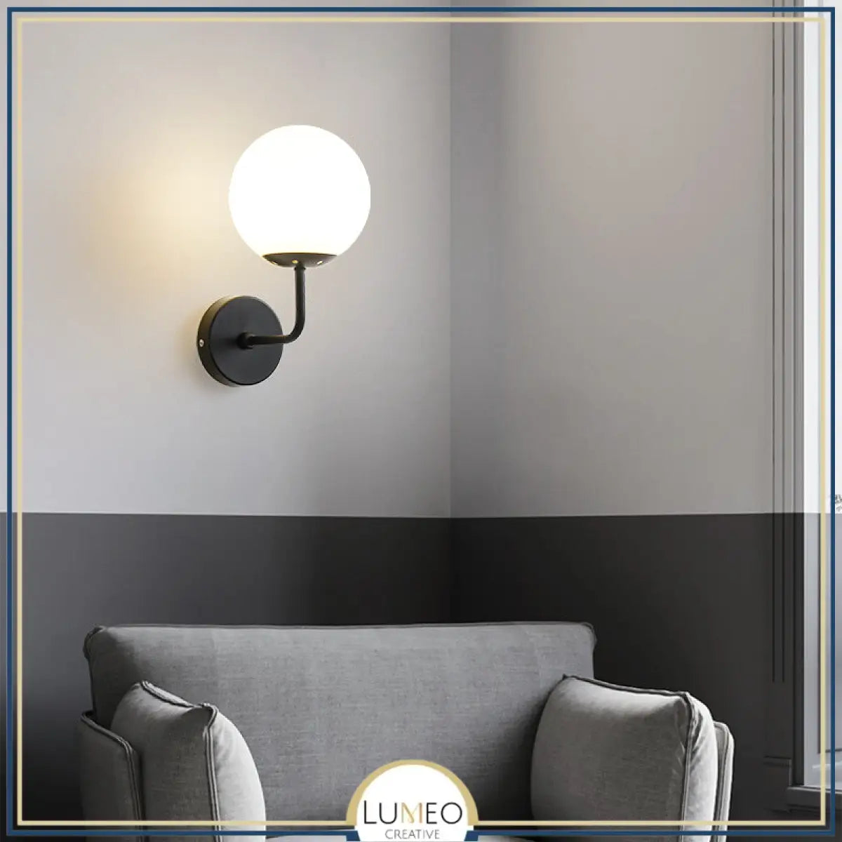 Applique murale globe dépoli suspendu | Luminaire chic et tendance A / Noir