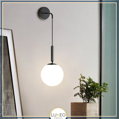 Applique murale globe dépoli suspendu | Luminaire chic et tendance B / Noir