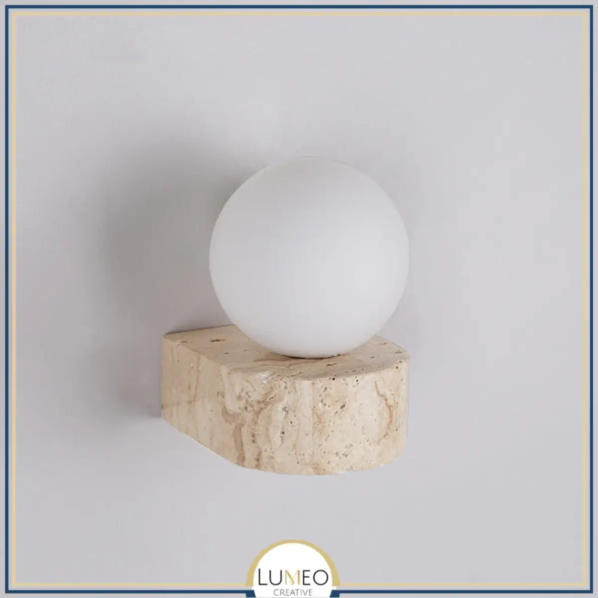 Applique murale globe et pierre naturelle | Luminaire minimaliste au charme brut