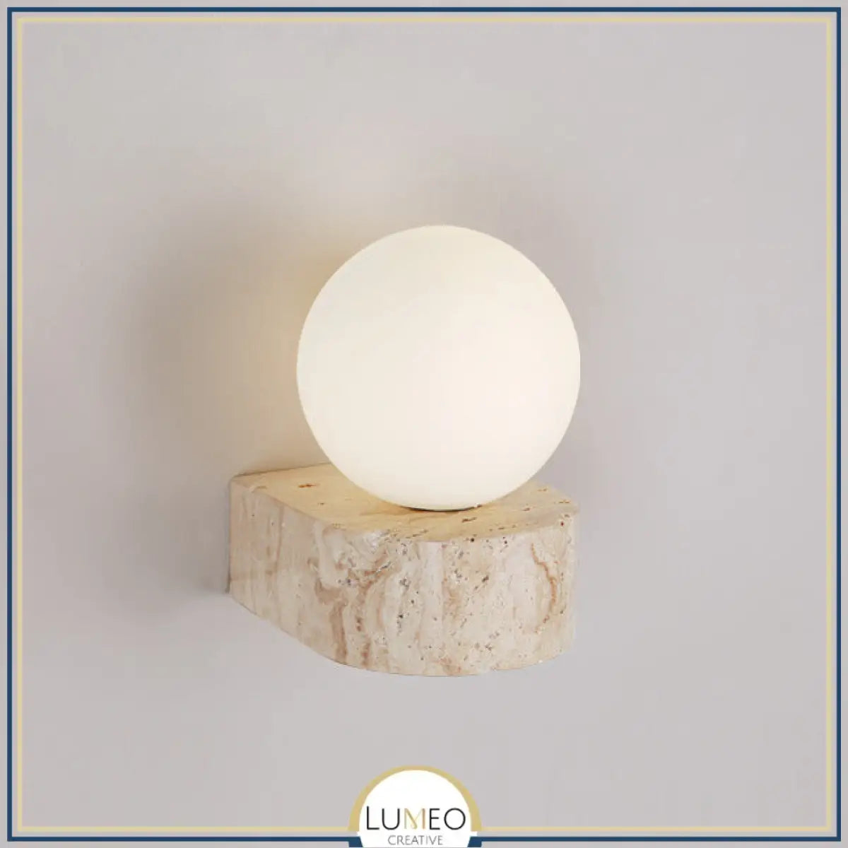 Applique murale globe et pierre naturelle | Luminaire minimaliste au charme brut