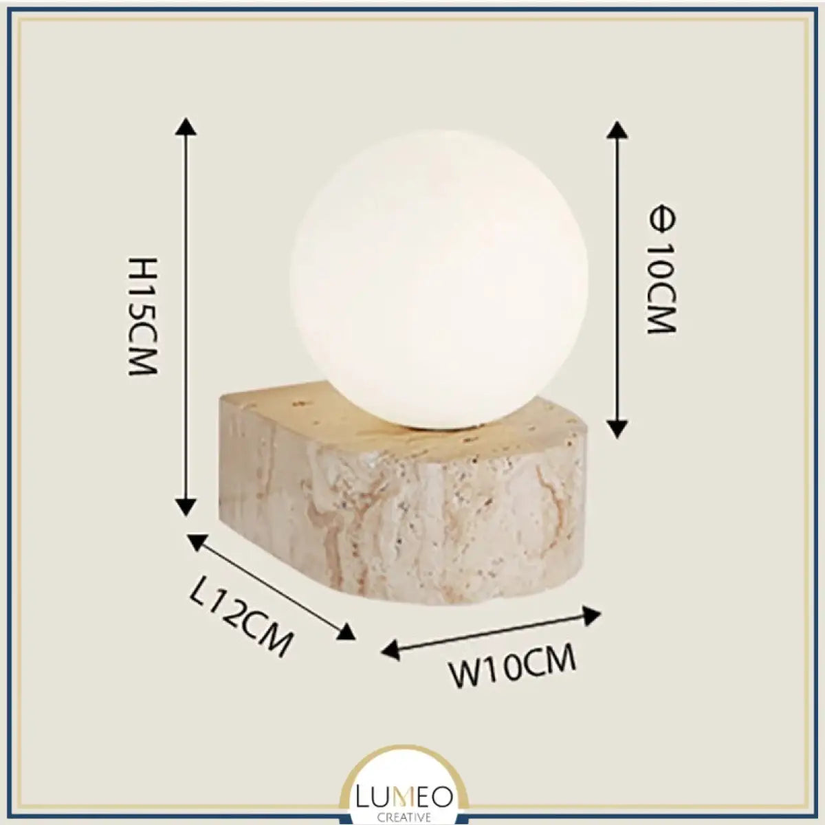 Applique murale globe et pierre naturelle | Luminaire minimaliste au charme brut