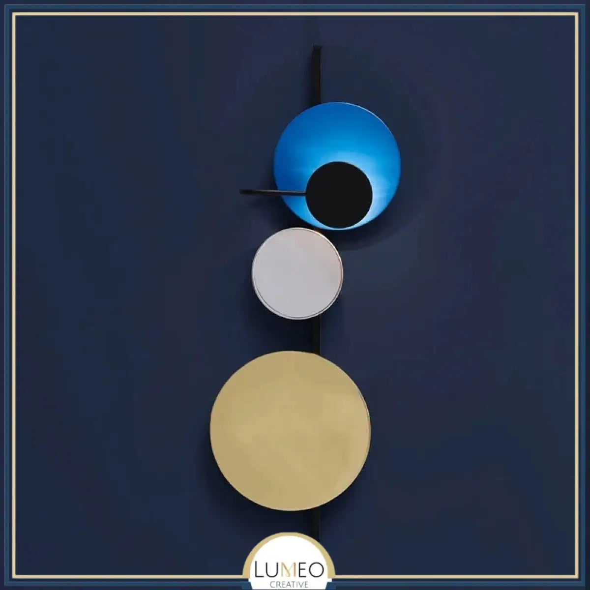 Applique murale graphique à disques colorés Moyen | Bleu / Sans prise / Blanc chaud