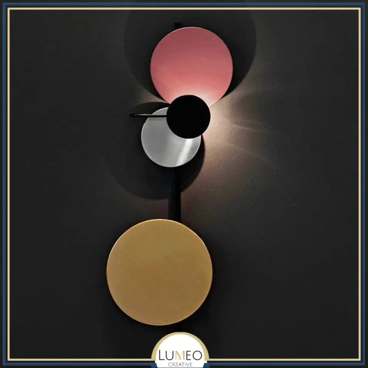 Applique murale graphique à disques colorés Moyen | Rose / Sans prise / Blanc chaud