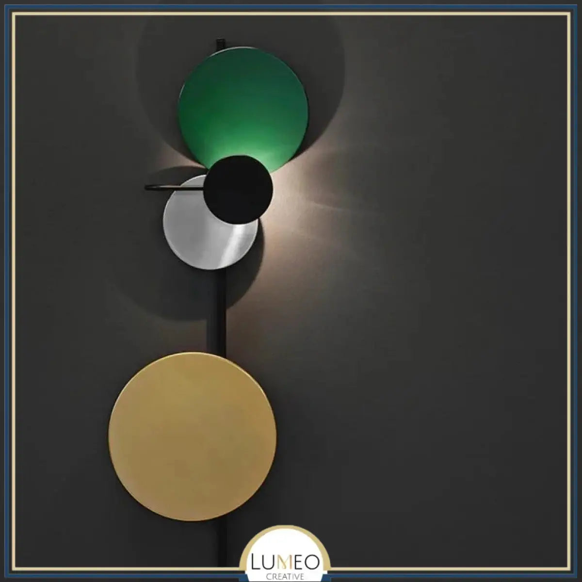 Applique murale graphique à disques colorés Moyen | Vert / Sans prise / Blanc chaud