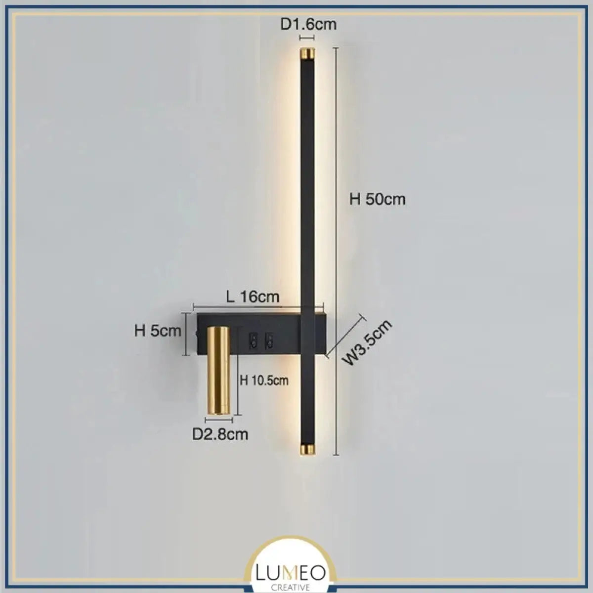 Applique murale LED & liseuse intégrée | Design asymétrique gauche/droite