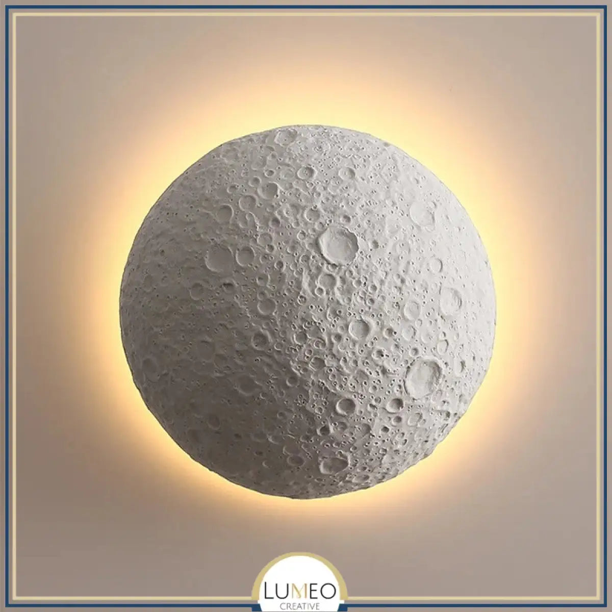 Applique murale lune en relief 3D | Luminaire décoratif à effet halo lunaire Blanc chaud