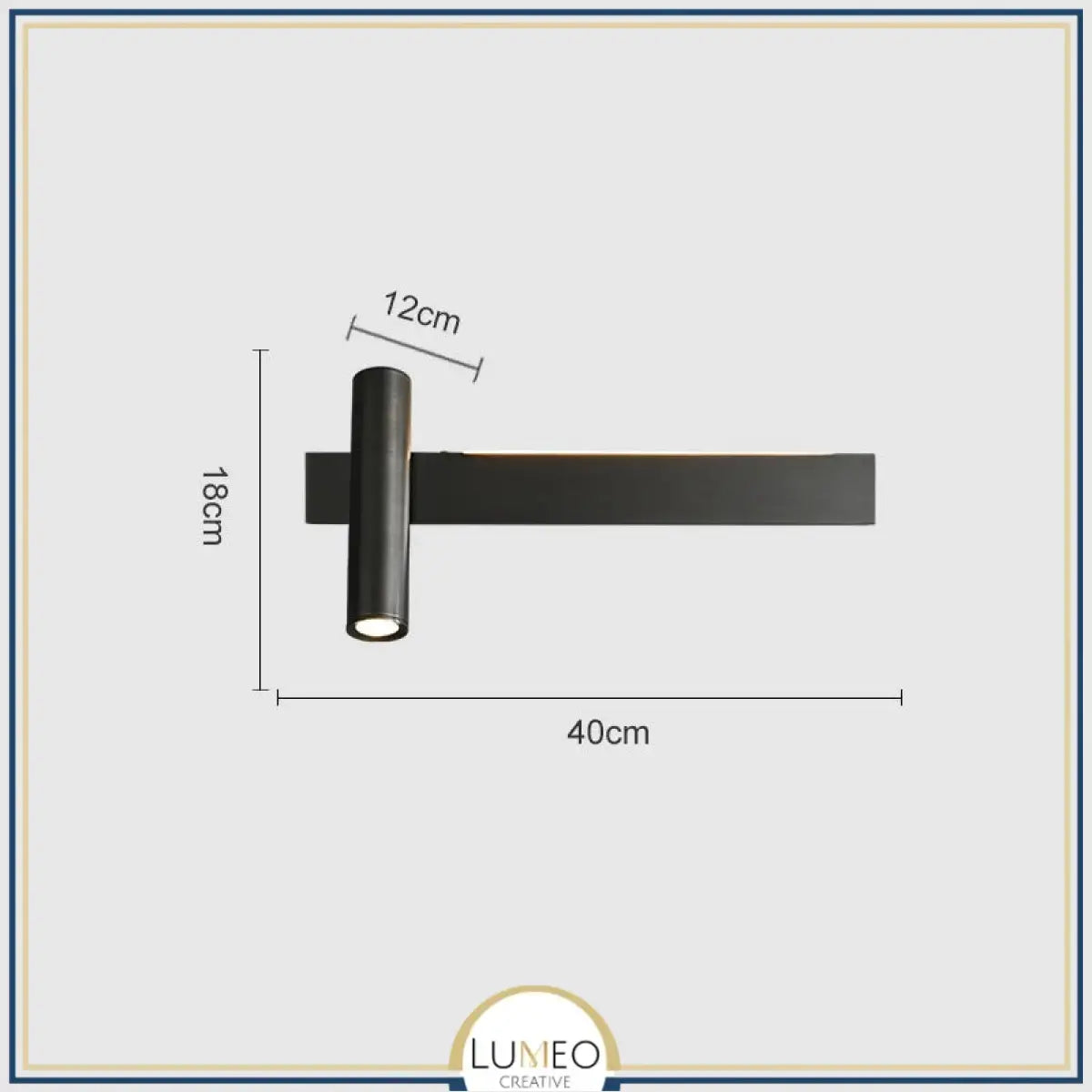 Applique murale orientable minimaliste | Liseuse LED en finition or ou noire 40 cm Noir Gauche