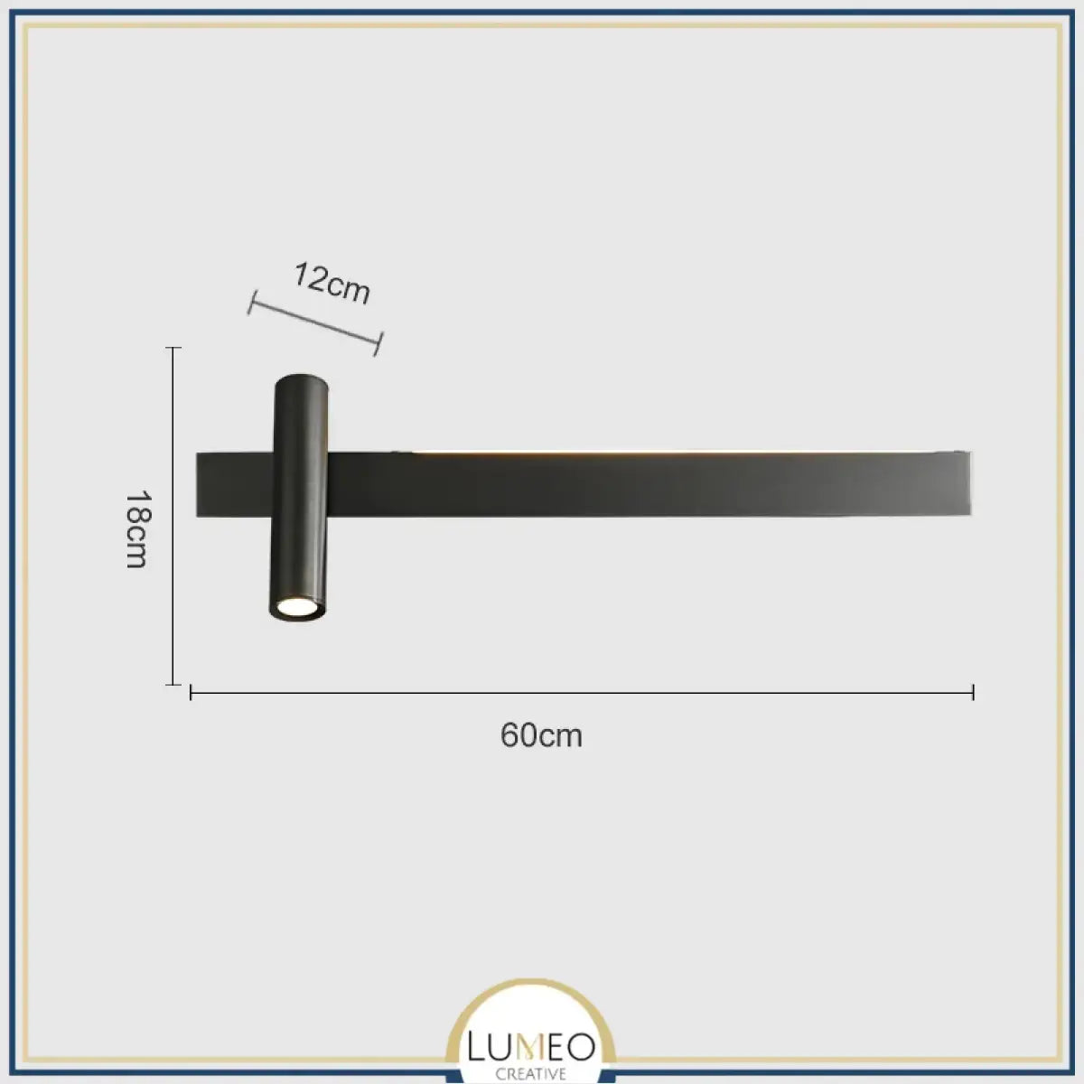 Applique murale orientable minimaliste | Liseuse LED en finition or ou noire 60 cm Noir Gauche