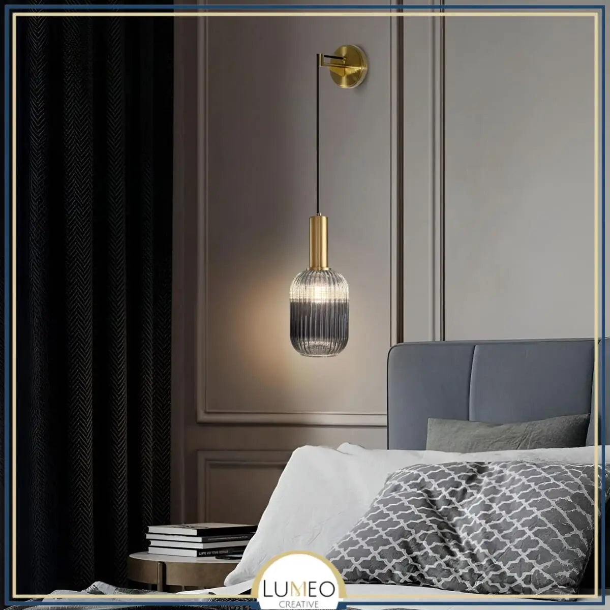 Applique murale pendante en verre vintage CRISTALI | Verre fumé et coloré