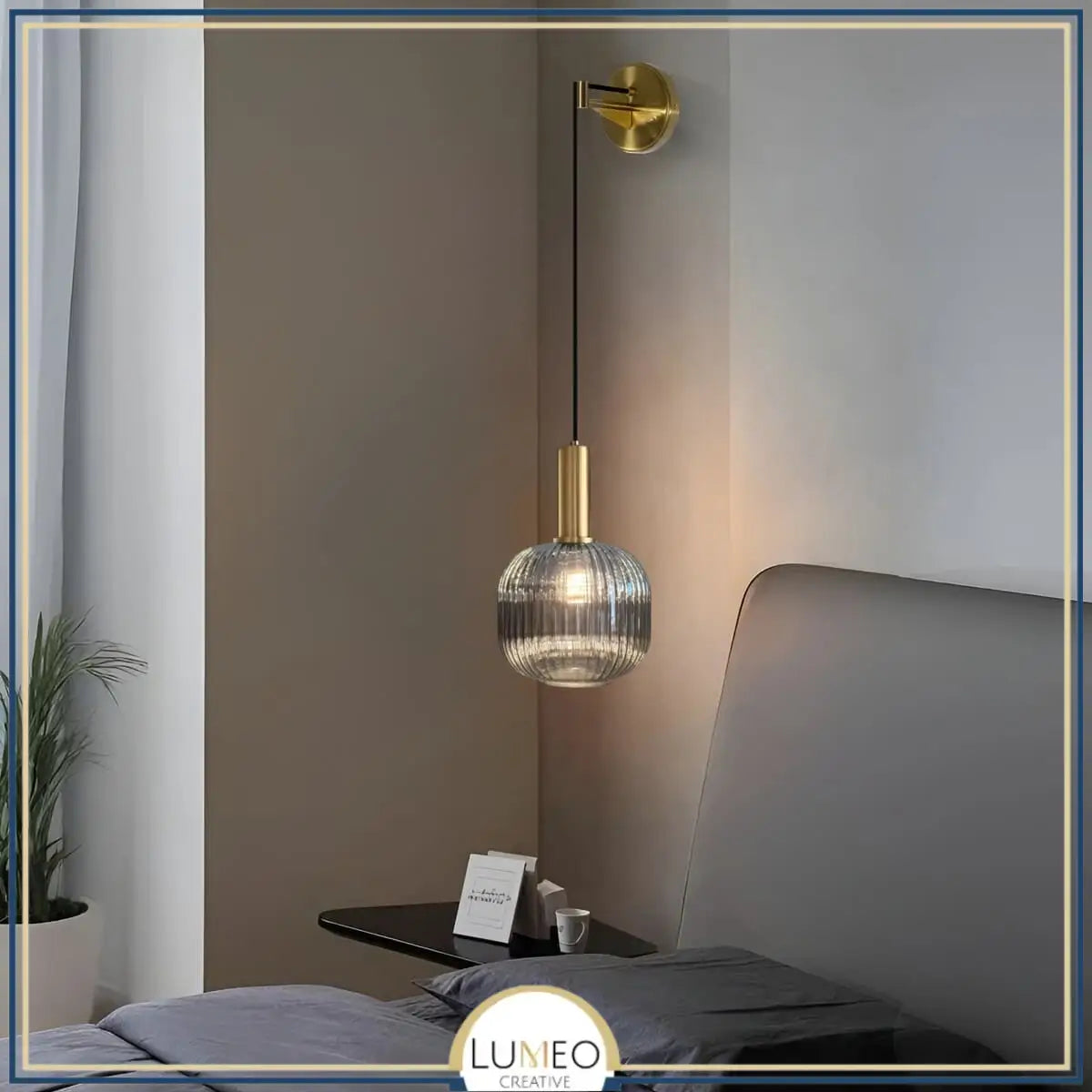 Applique murale pendante en verre vintage CRISTALI | Verre fumé et coloré