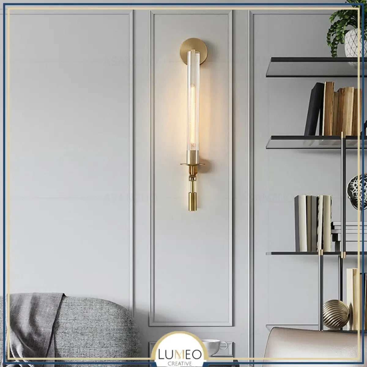 Applique murale rétro chic en verre rainuré | Luminaire mural vintage et sophistiqué