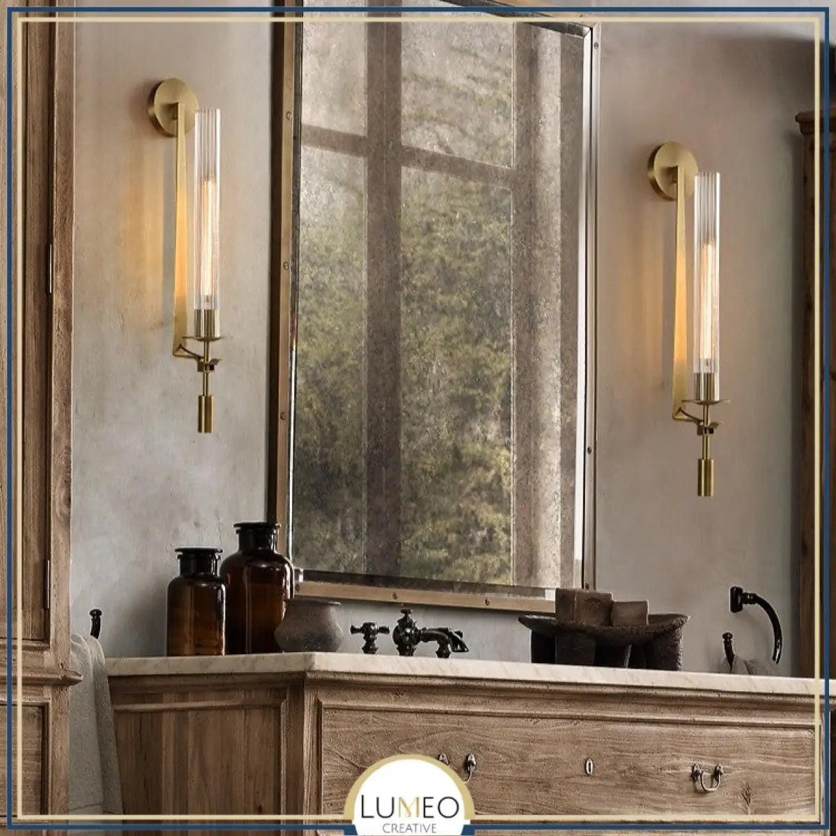 Applique murale rétro chic en verre rainuré | Luminaire mural vintage et sophistiqué