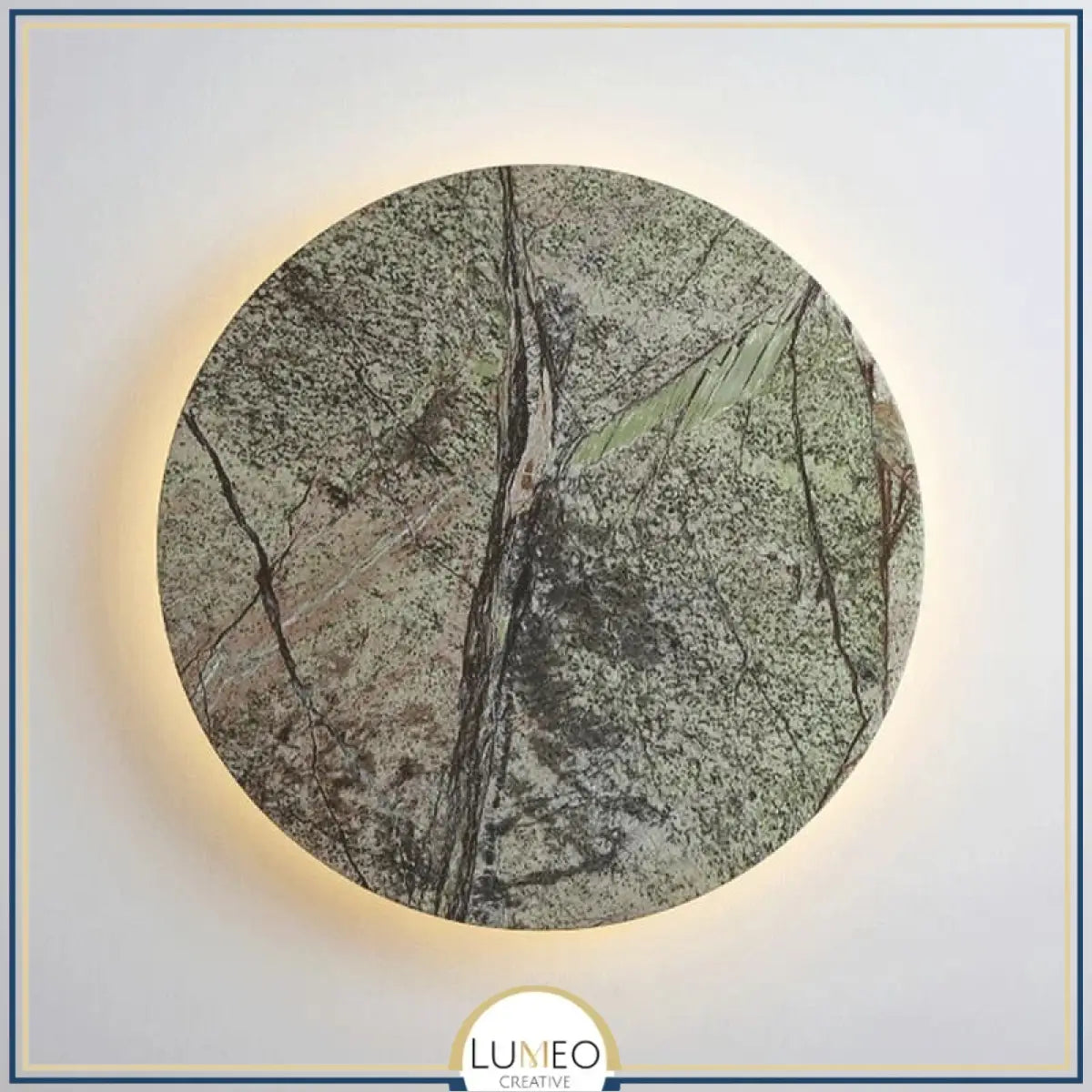 Applique murale ronde en pierre verte naturelle