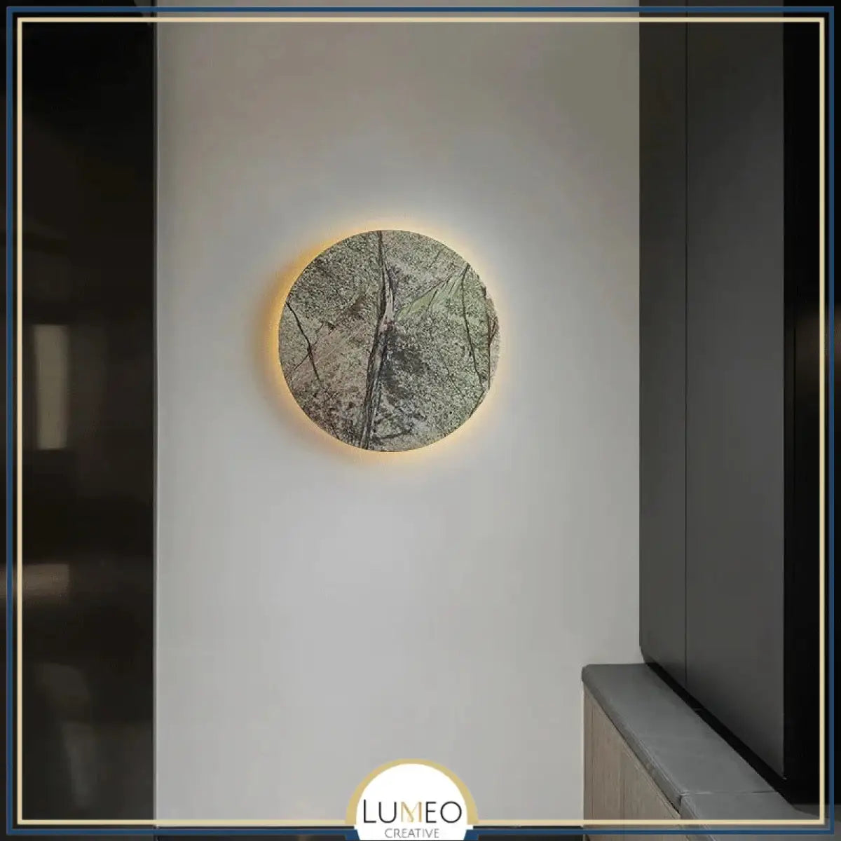 Applique murale ronde en pierre verte naturelle