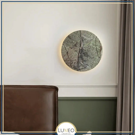 Applique murale ronde en pierre verte naturelle