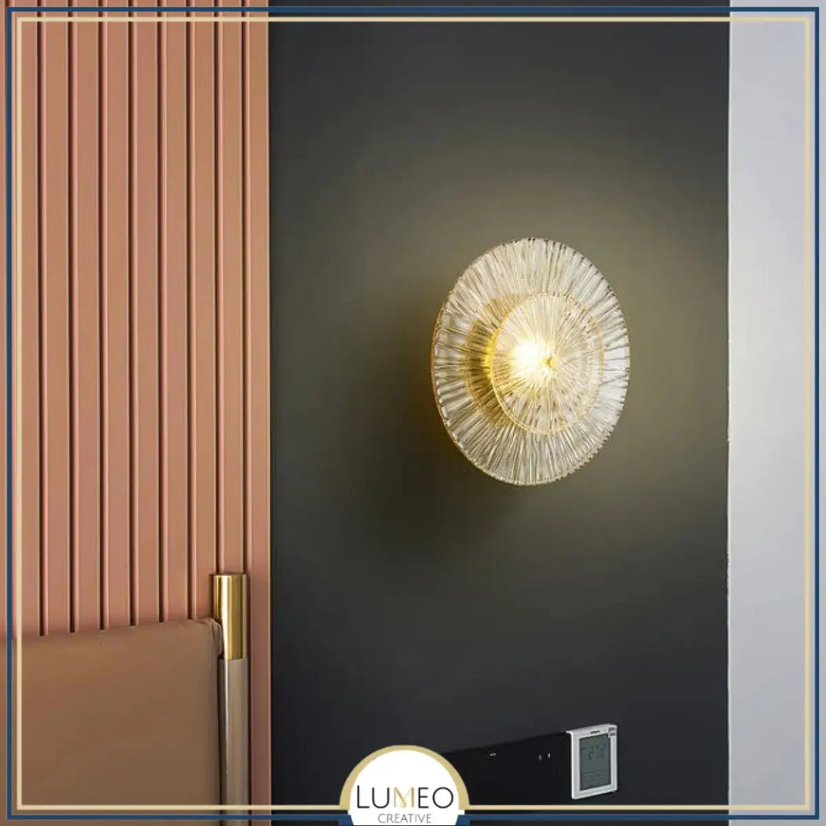 Applique murale ronde en verre rayonnant | Luminaire sculptural au style chic et raffiné