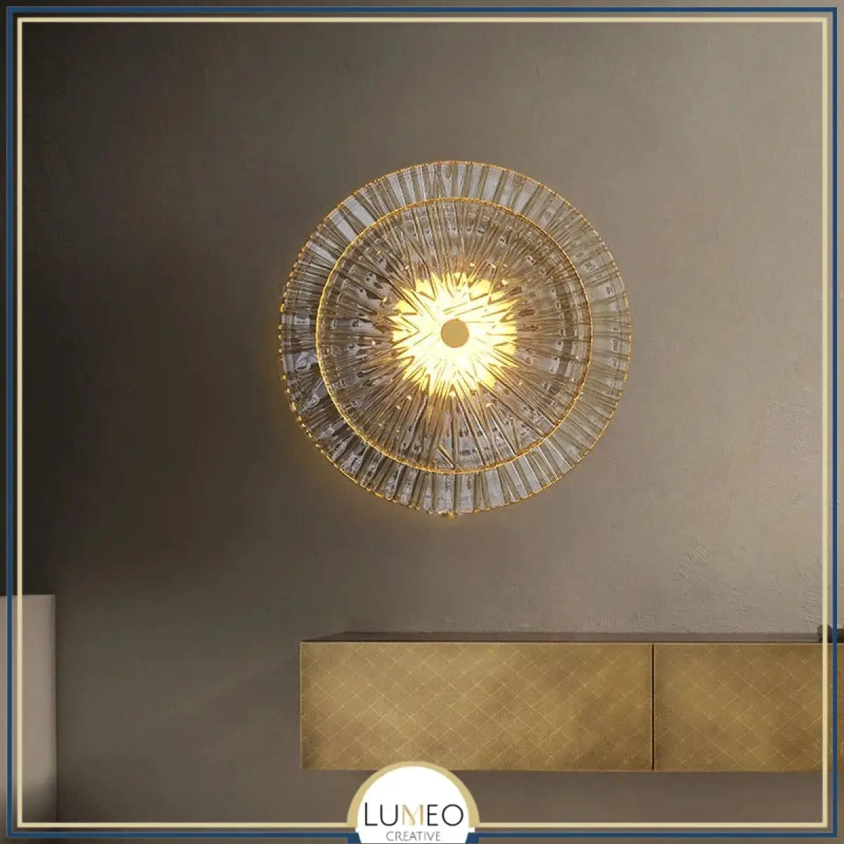 Applique murale ronde en verre rayonnant | Luminaire sculptural au style chic et raffiné