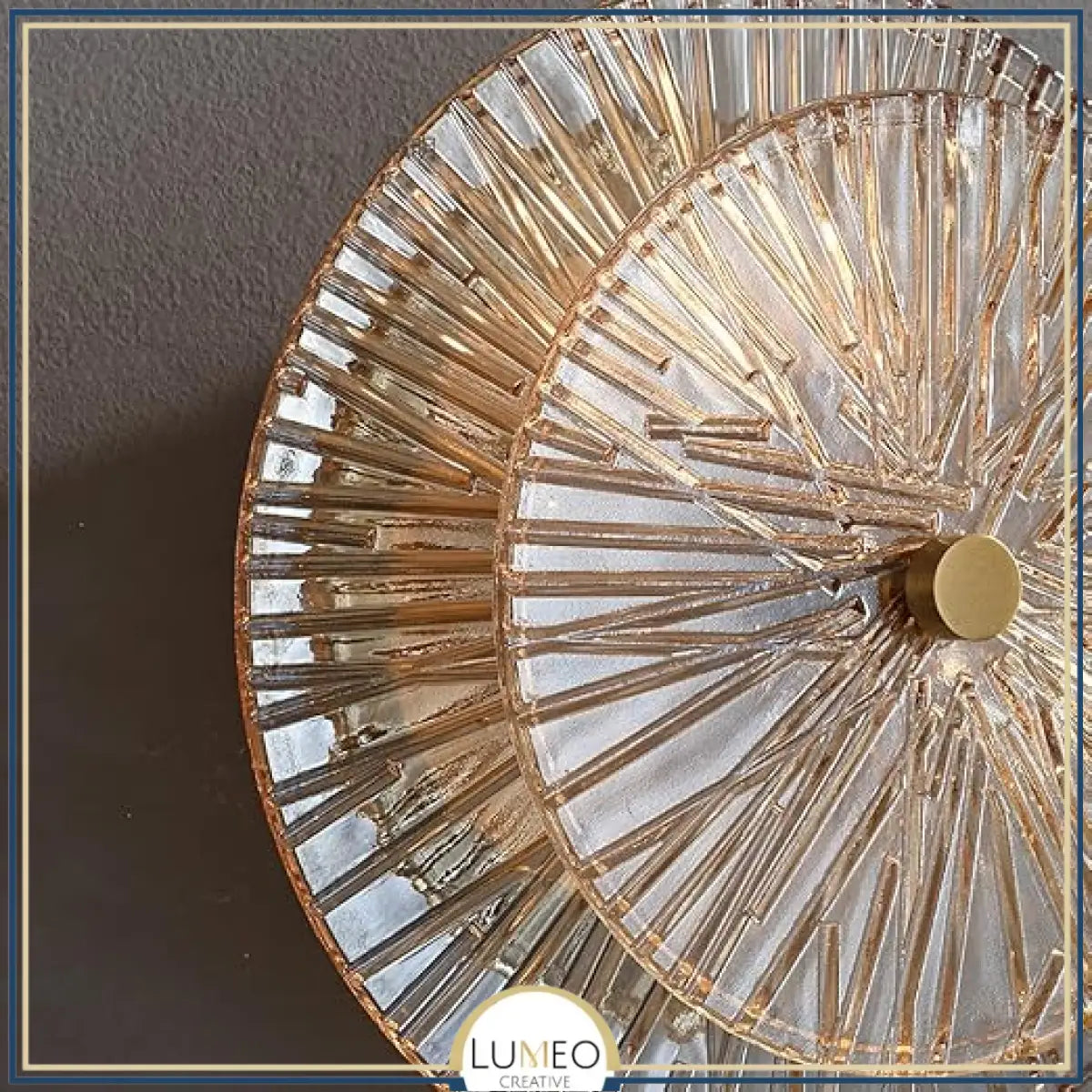 Applique murale ronde en verre rayonnant | Luminaire sculptural au style chic et raffiné