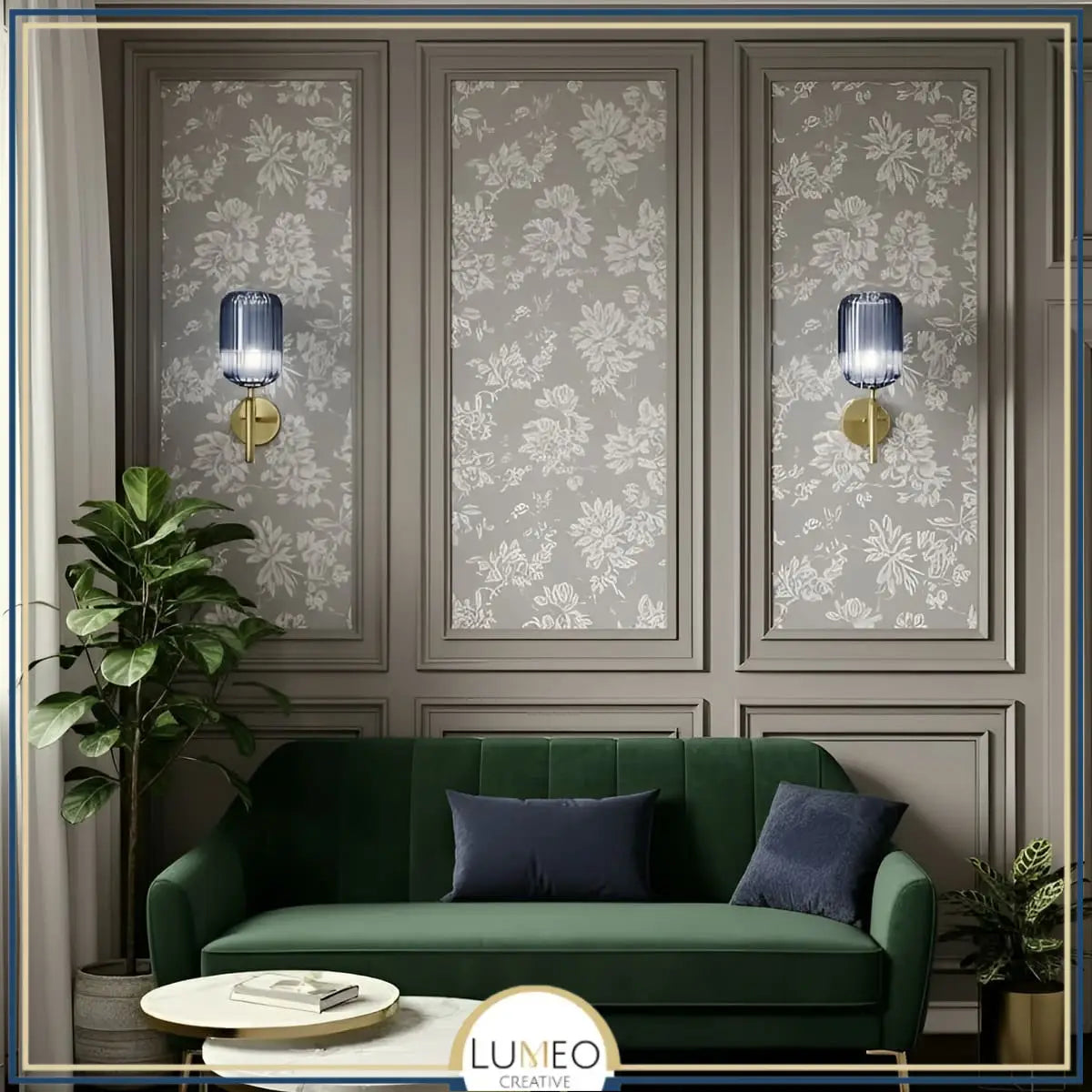 applique murale bleu , en verre coloré