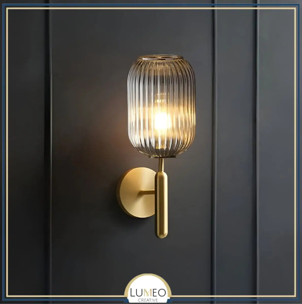 Applique murale torche dorée en verre vintage CRISTALI | Verre fumé ou coloré