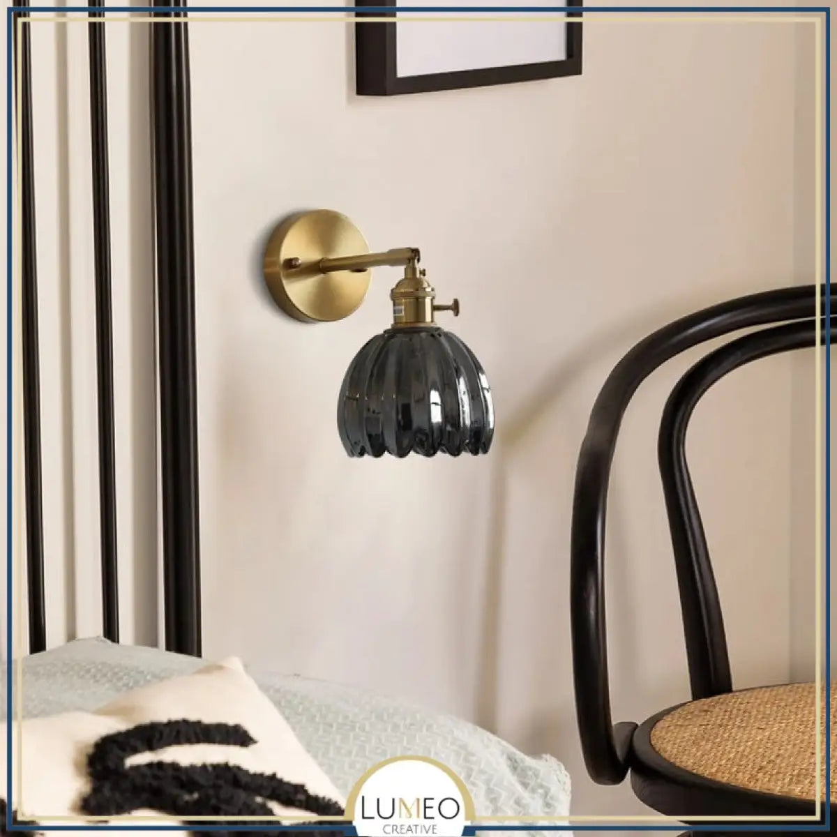 Applique murale vintage en verre nervuré | Luminaire suspendu ou fixe