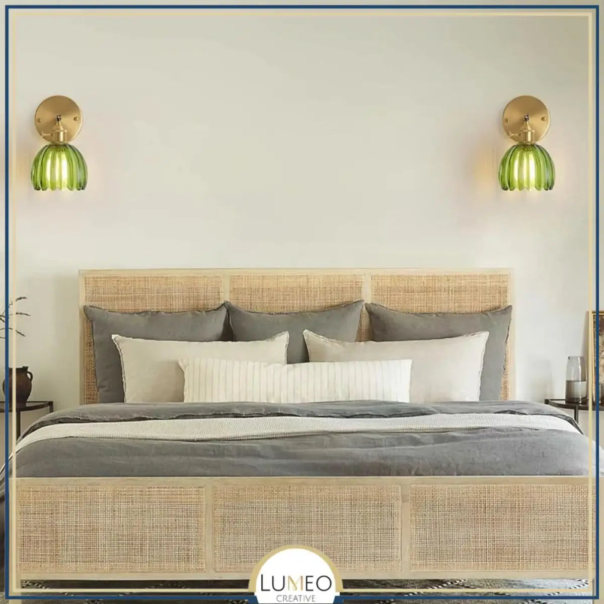 Applique murale vintage en verre nervuré | Luminaire suspendu ou fixe