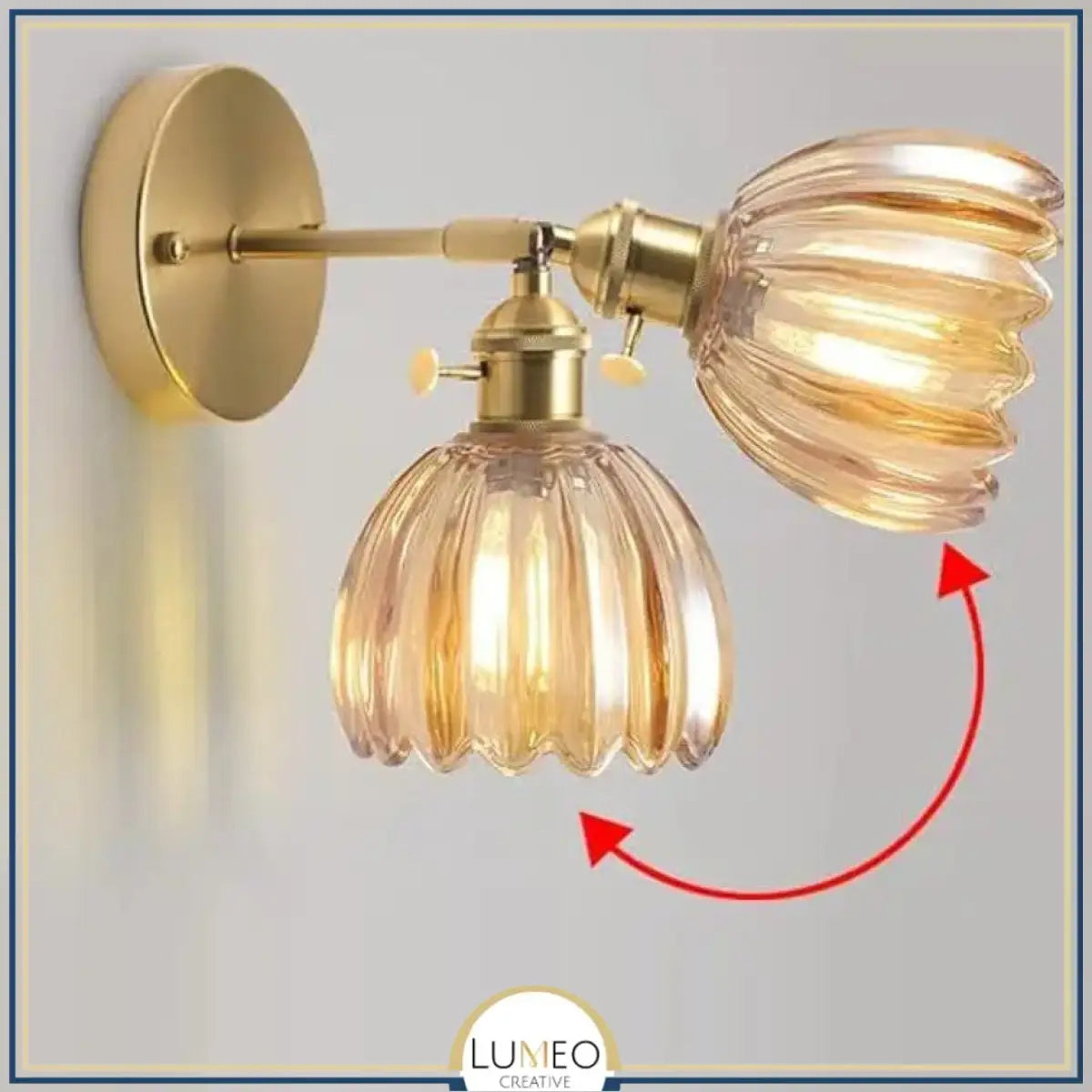 Applique murale vintage en verre nervuré | Luminaire suspendu ou fixe