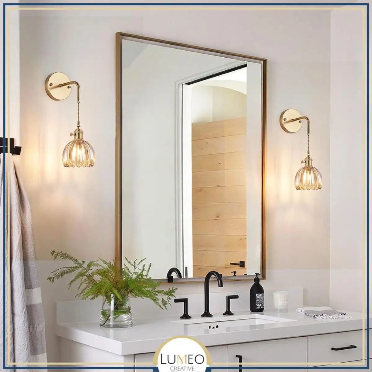 Applique murale vintage en verre nervuré | Luminaire suspendu ou fixe