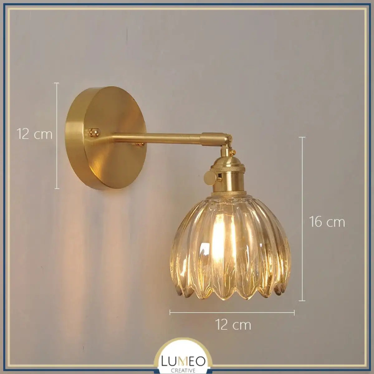 Applique murale vintage en verre nervuré | Luminaire suspendu ou fixe B Marron clair