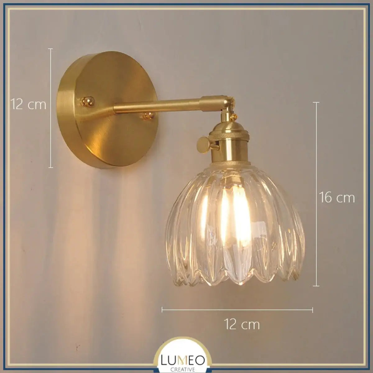 Applique murale vintage en verre nervuré | Luminaire suspendu ou fixe B Transparent