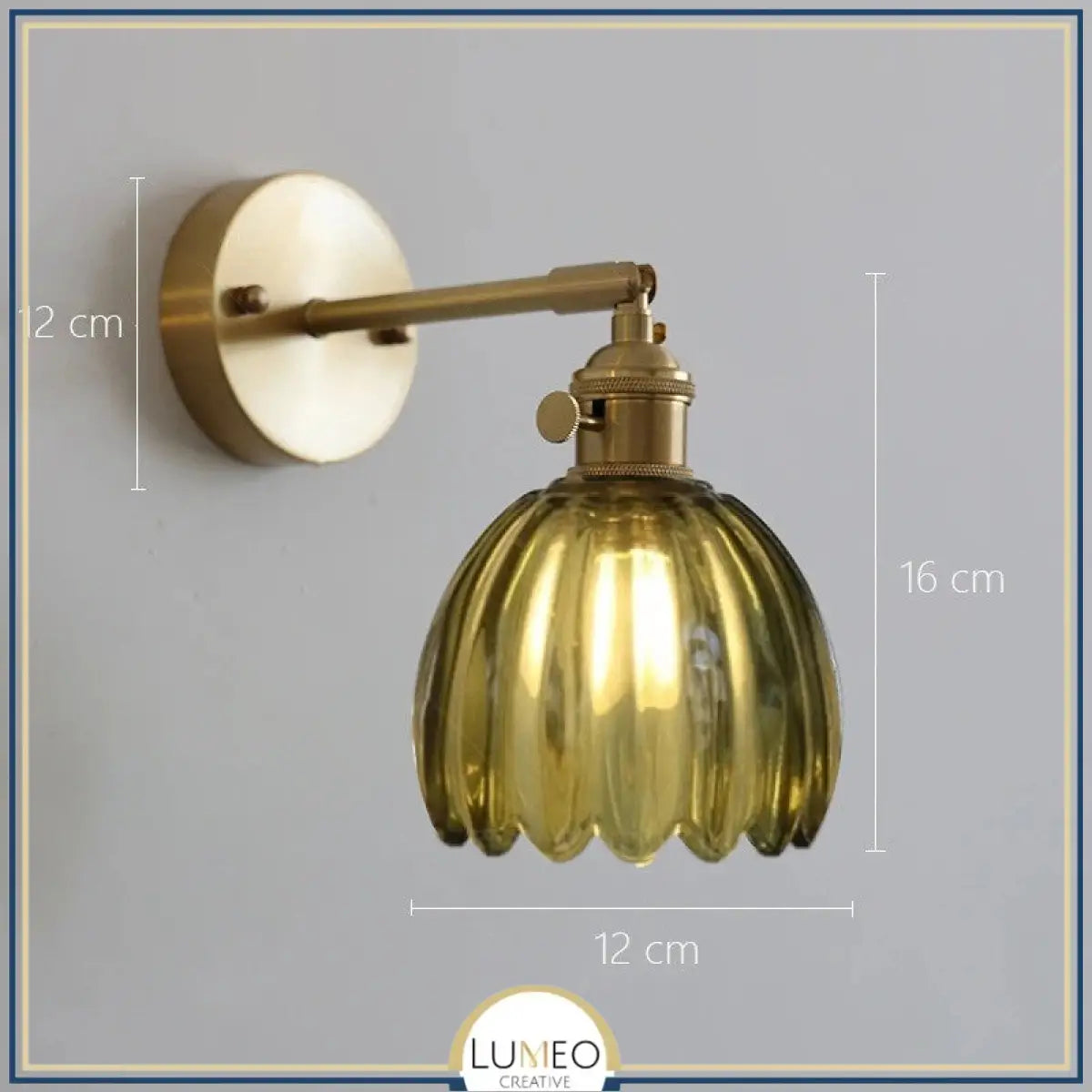 Applique murale vintage en verre nervuré | Luminaire suspendu ou fixe B Vert