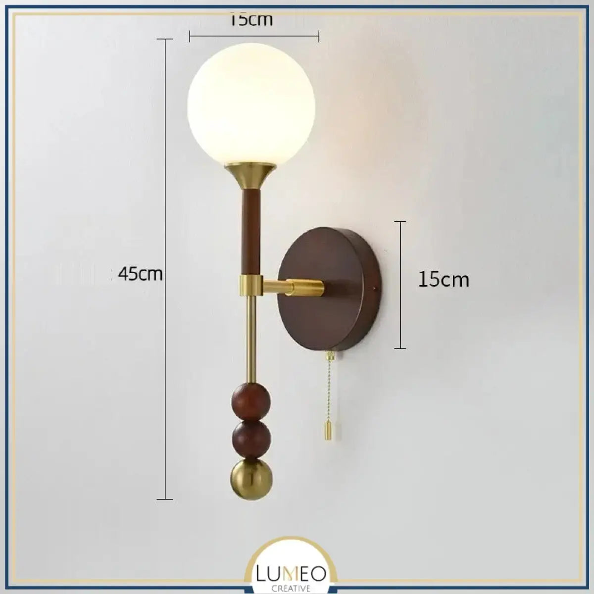 Applique murale vintage globe en verre & bois | Luminaire au charme rétro chic
