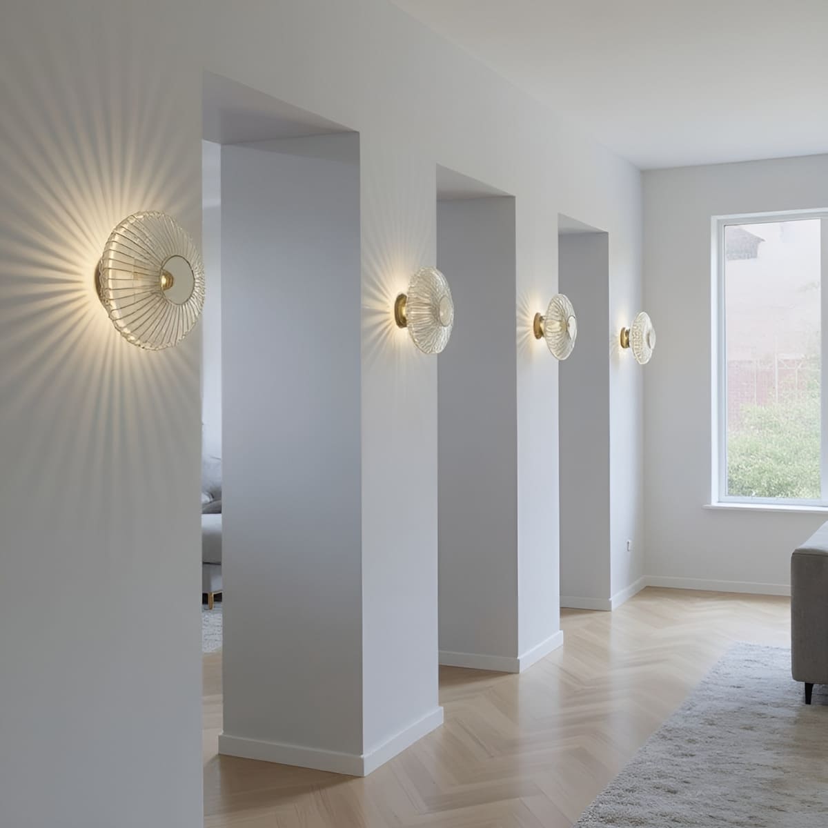 applique murale verre transparent couloir