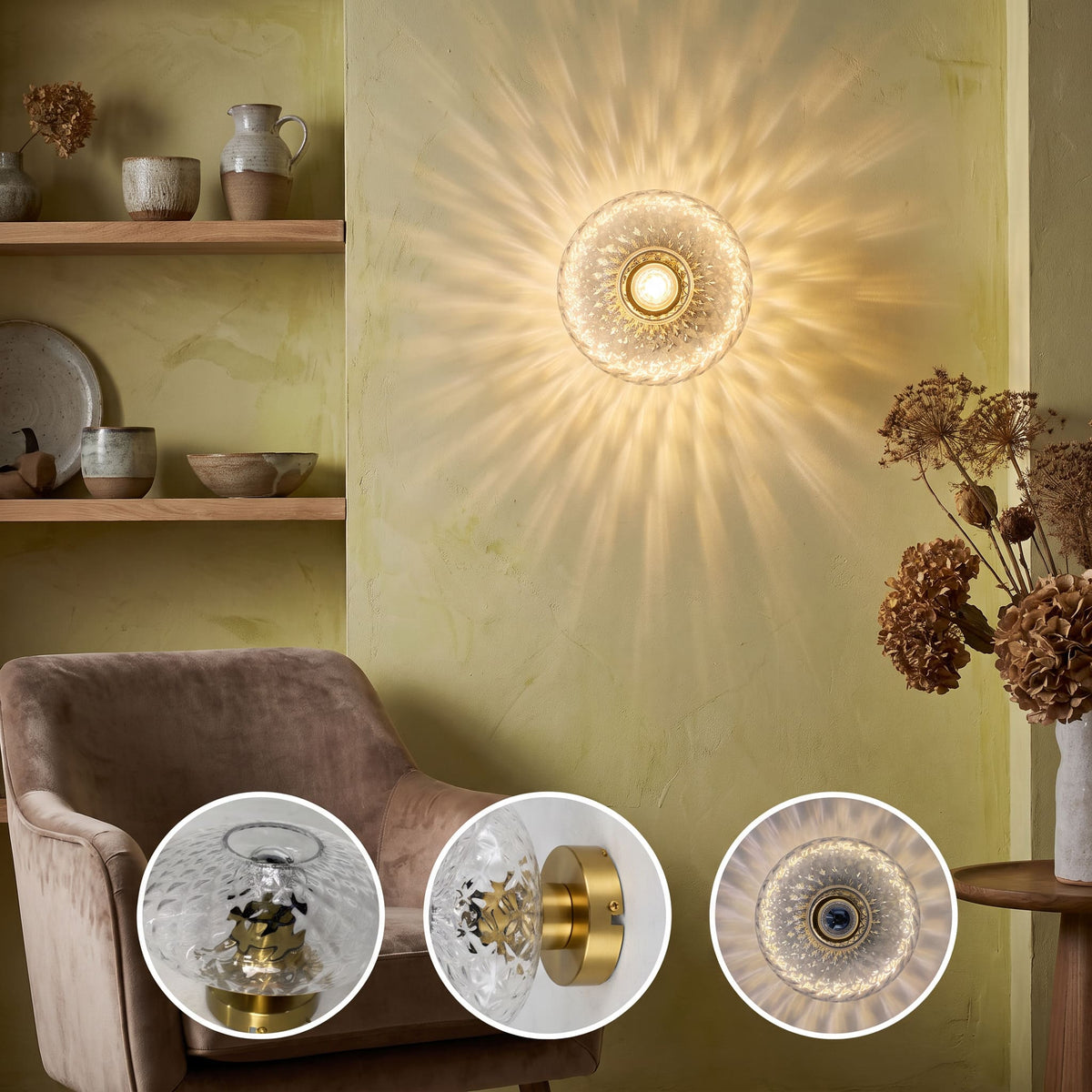 Applique murale ronde en verre vintage - Collection CRISTALI SIGNATURE