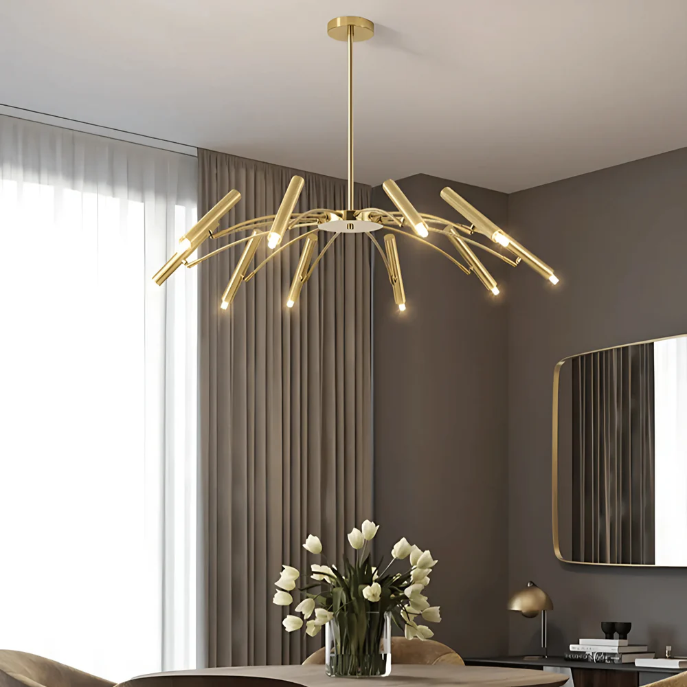 Lustre circulaire architectural en tubes à LED | Luminaire au design moderne