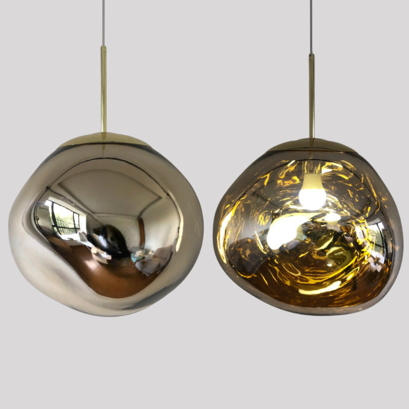 Suspension en verre soufflé style boule de lave | Création modulable 15 cm / PVC / Champagne