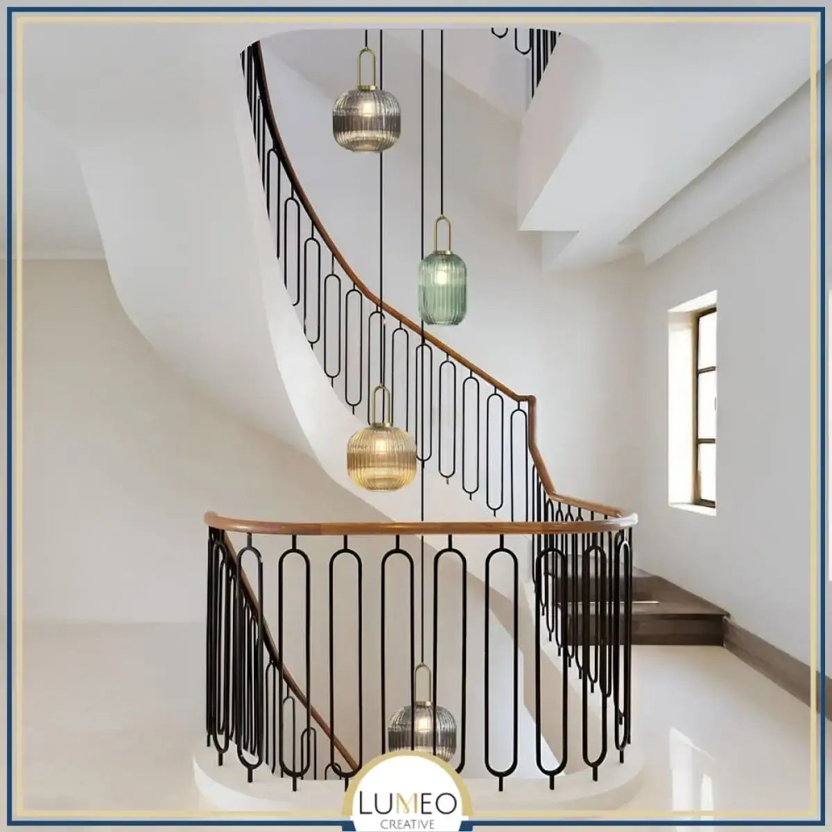 suspension esaclier en verre vintage