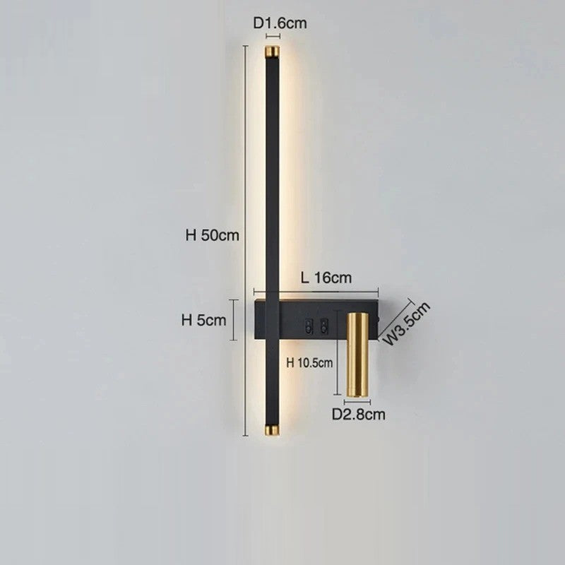 Applique murale LED & liseuse intégrée | Design asymétrique gauche/droite