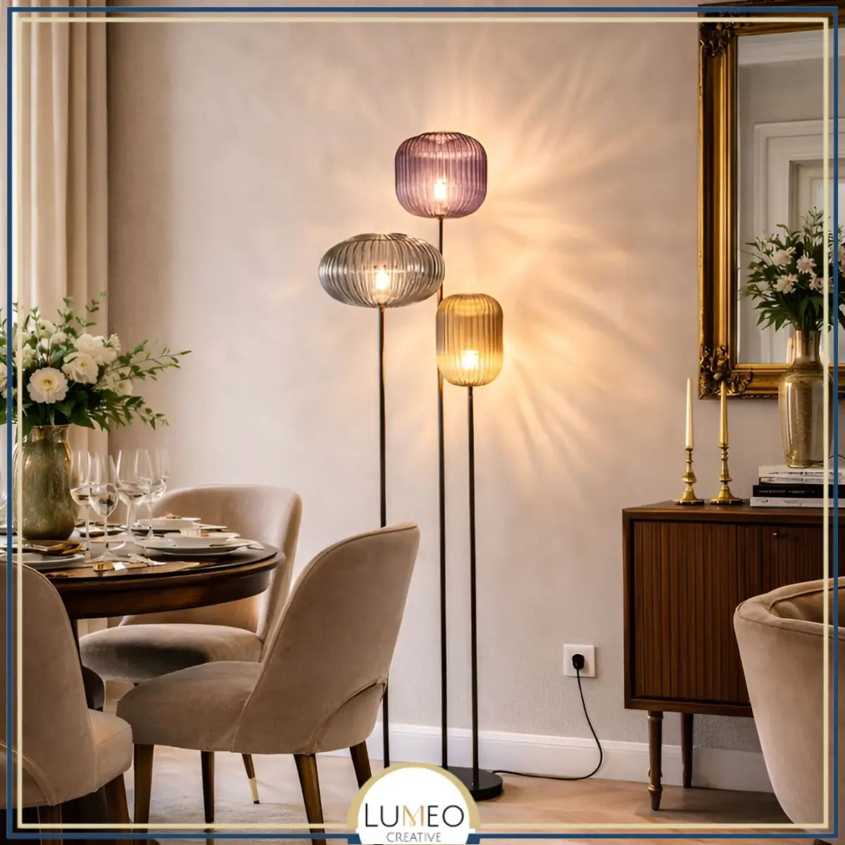 Lampadaire en verre coloré