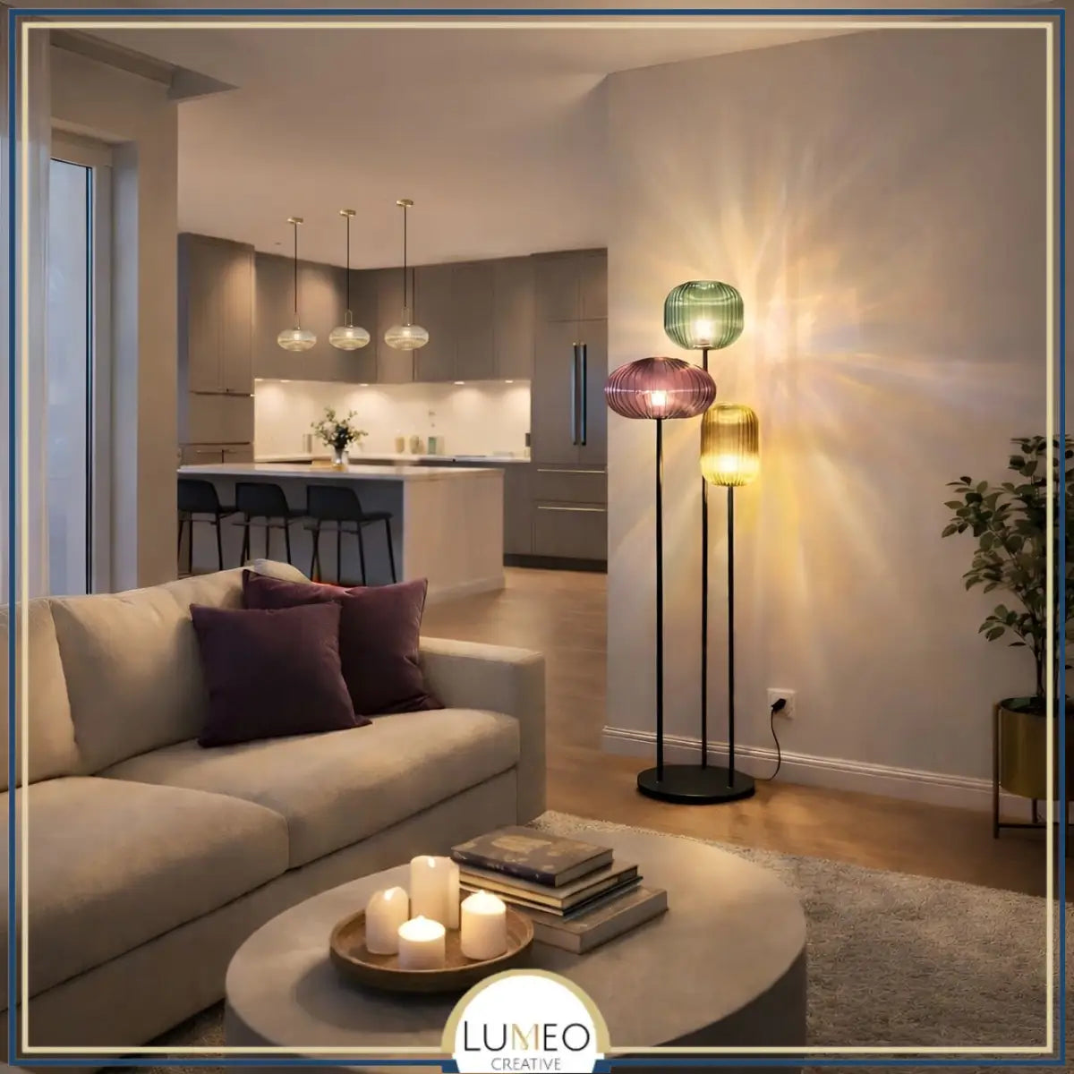 Lampadaire en verre vintage CRISTALI | 3 luminaires à personnaliser