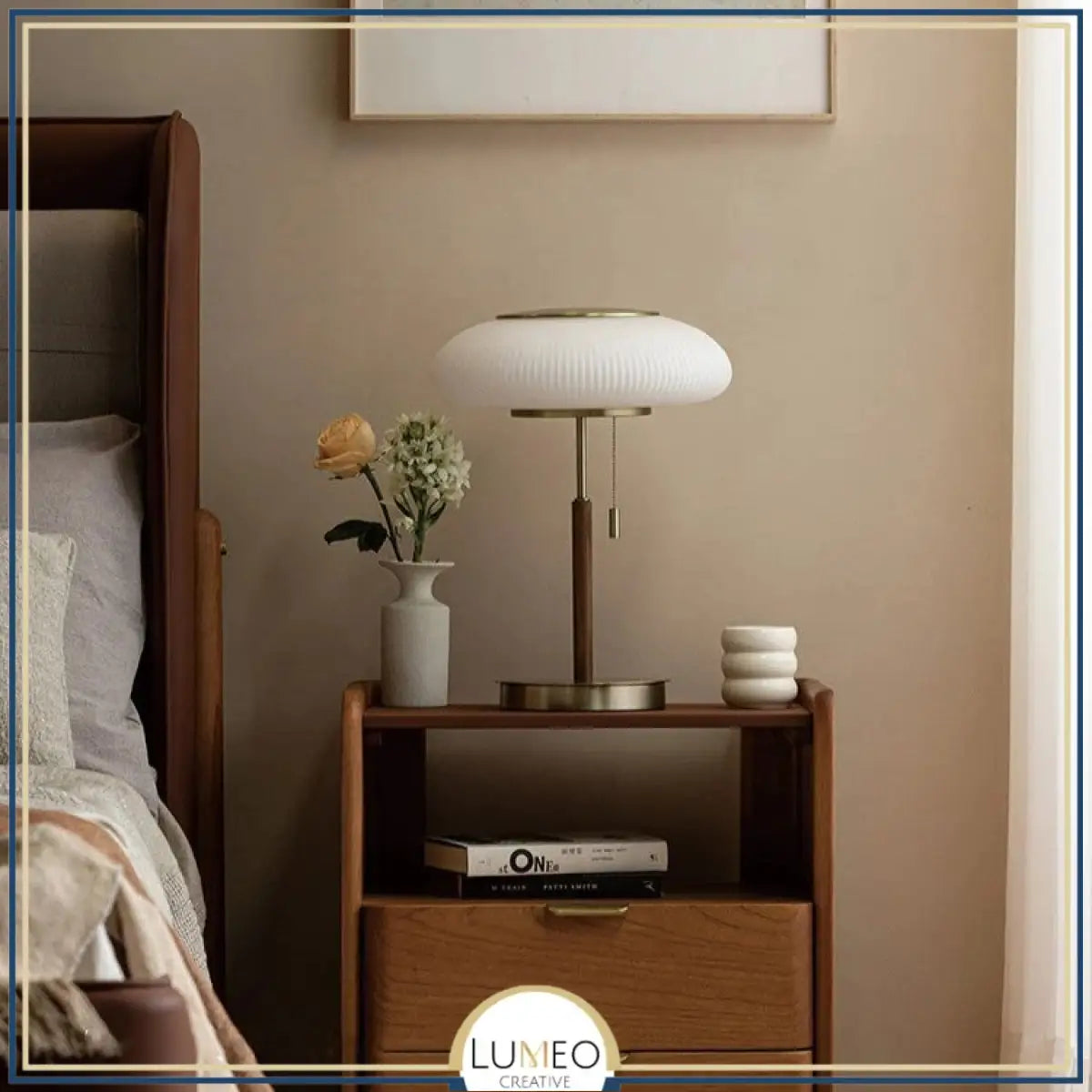 Lampe à poser abat jour en verre strié | Élégance Rétro chic